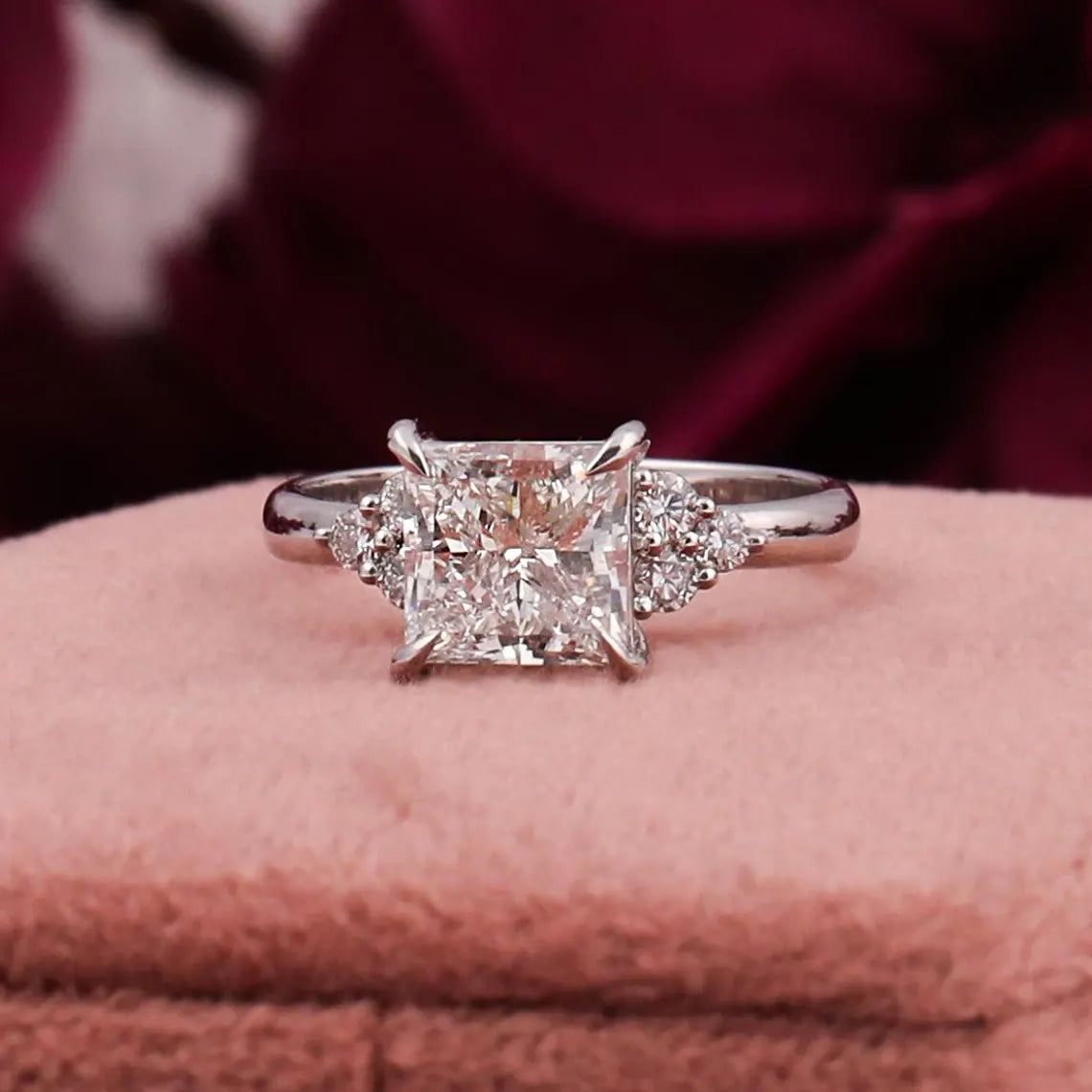 1.00 Carat Princess Cut Lab Grown Diamond Engagement Ring