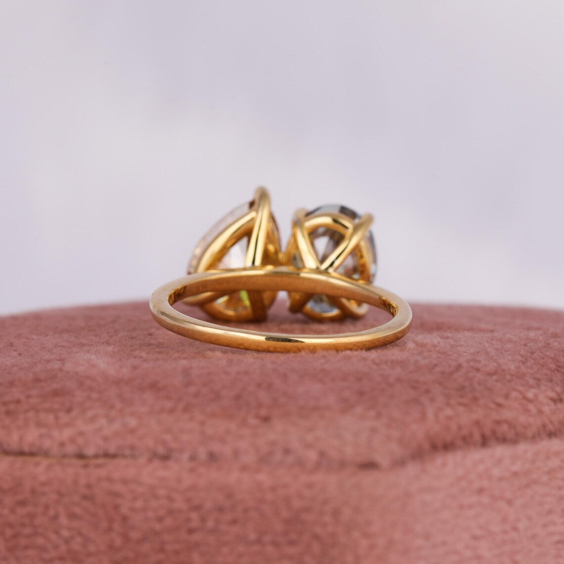 2.50 TCW Pear & Oval Cuts Lab Diamond Toi Et Moi Engagement Ring