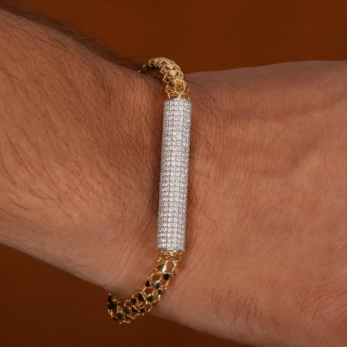 3.50 TCW Round Cut Lab Grown Diamond Men's Cuban Link Bracelet