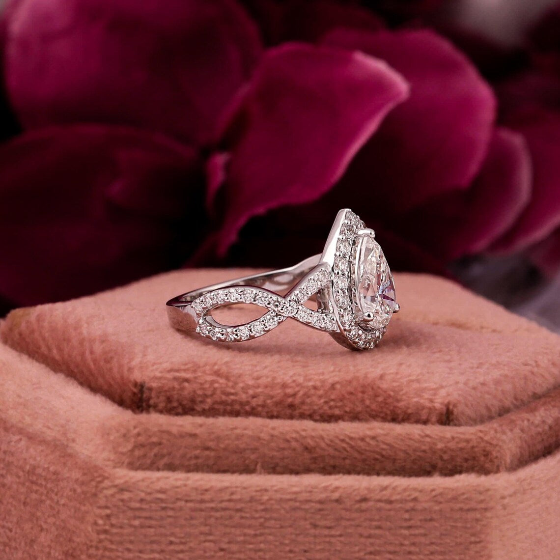 1.00 CT Pear Shape Lab Grown Diamond Engagement Ring