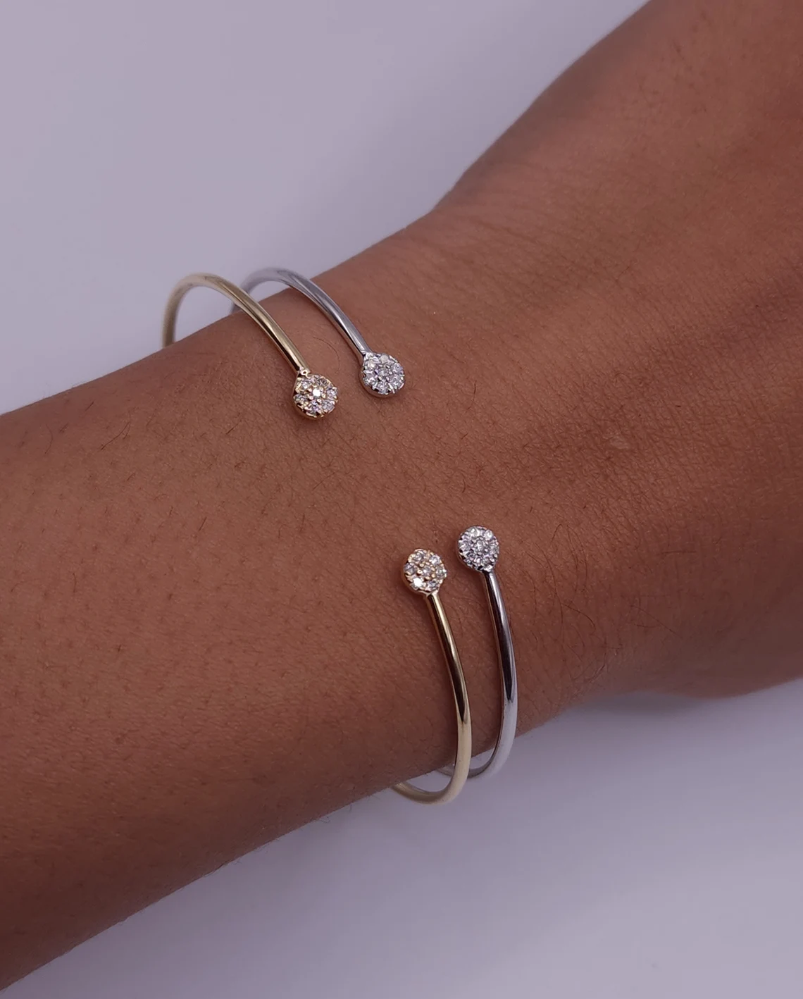 14K Gold Diamond Bangle