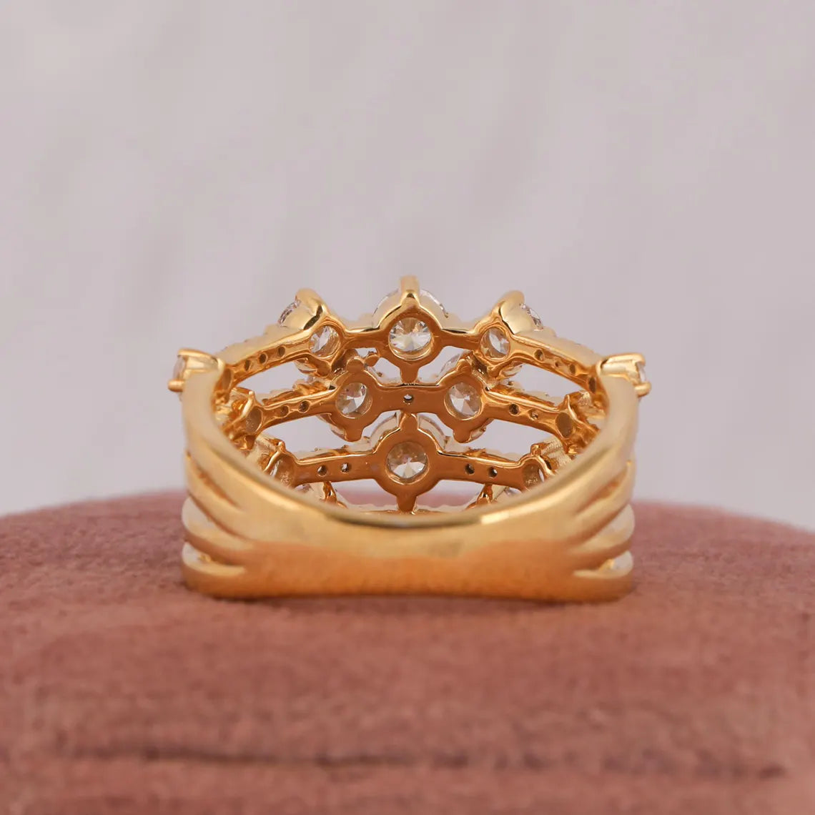 2.00 TCW Round Cut 4-Rows Lab Grown Diamond Wedding Ring