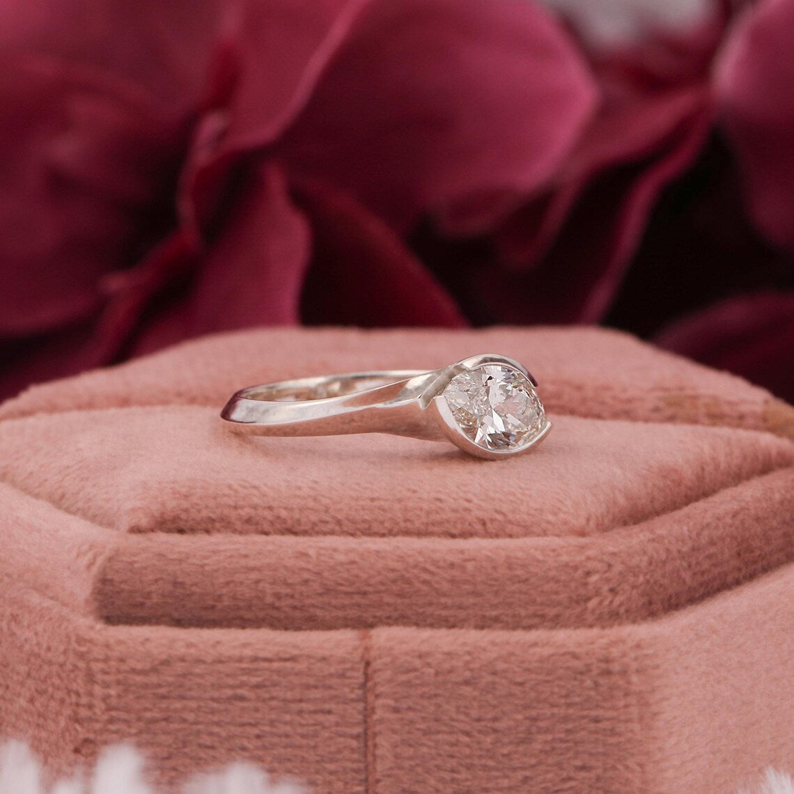 0.50 CT Marquise Cut Lab Grown Diamond East West Engagement Ring