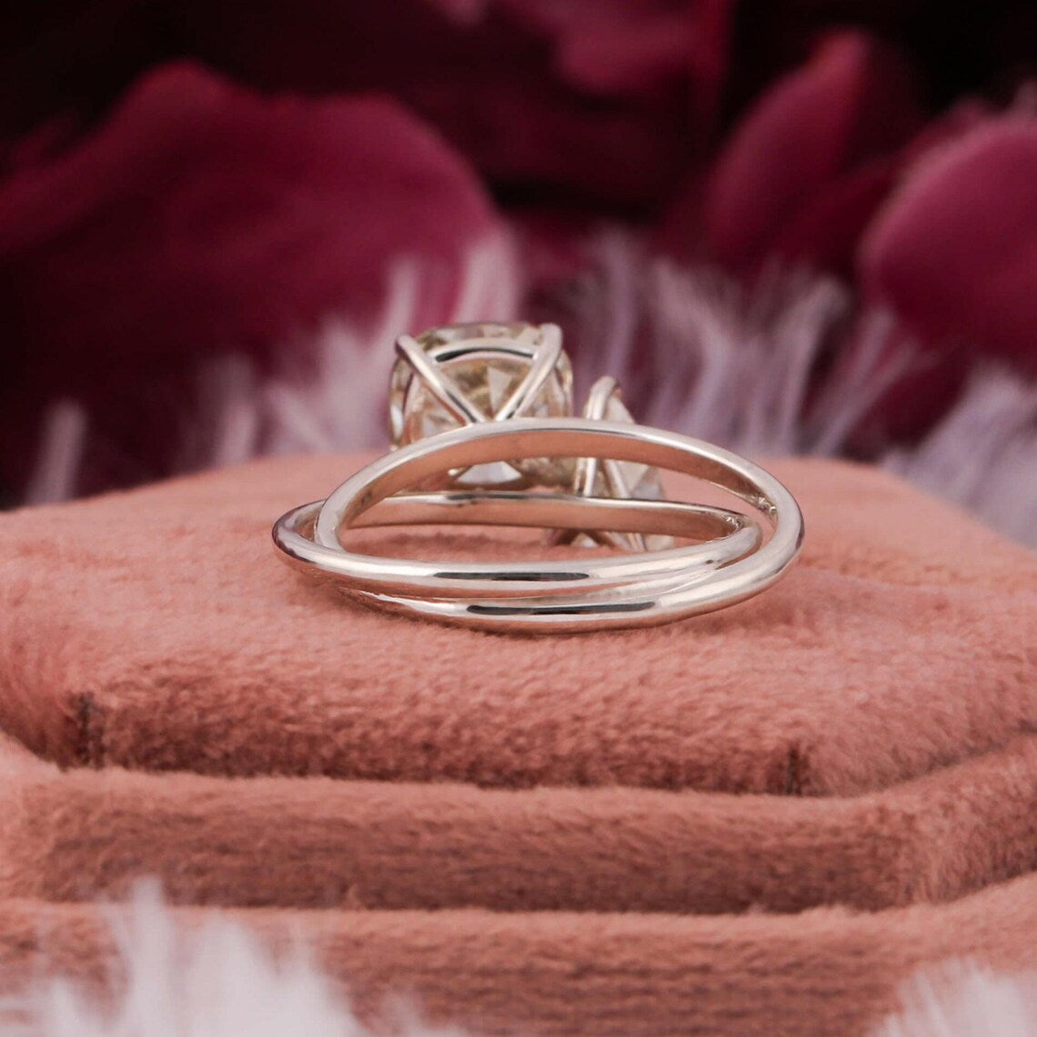 3.20 TCW Cushion & Trillion Cut Lab Diamond Toi Et Moi Engagement Ring