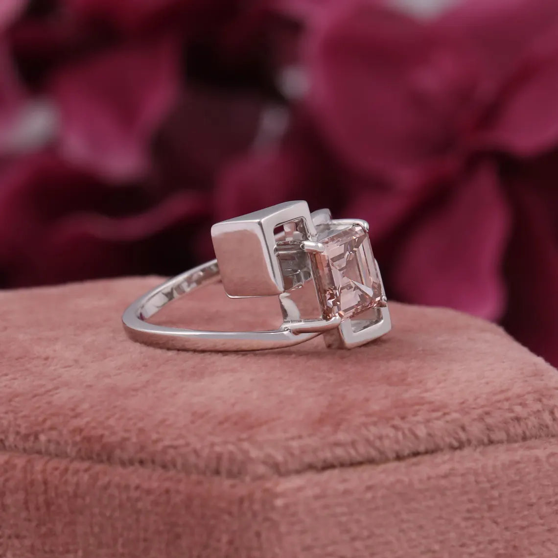 2.00 CT Bezel Set Asscher Cut Lab Grown Diamond Engagement Ring