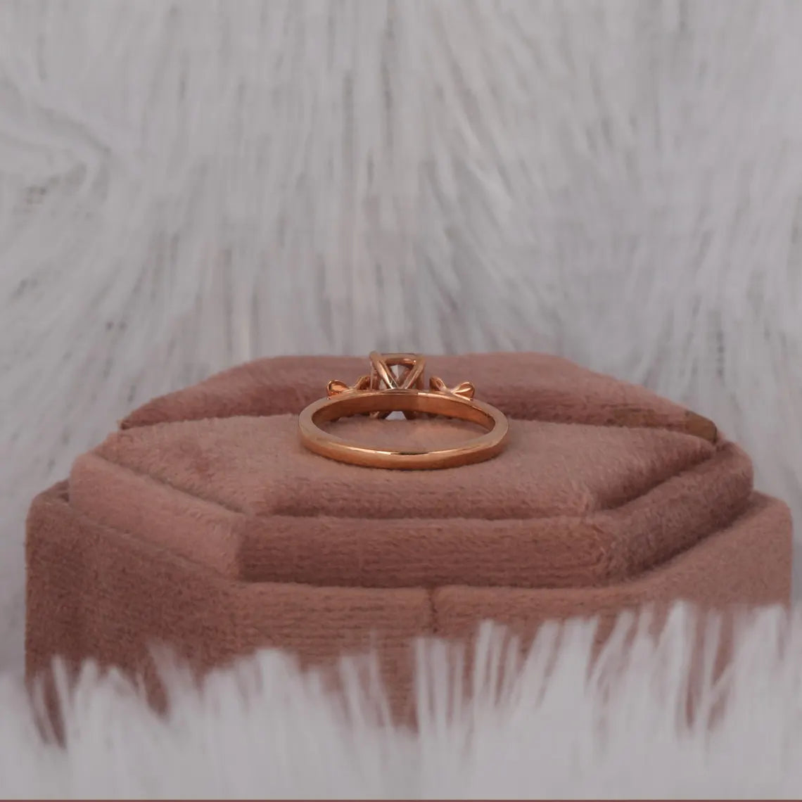 1.00 CT Pink Radiant Cut Lab Grown Diamond Three Stone Engagement Ring