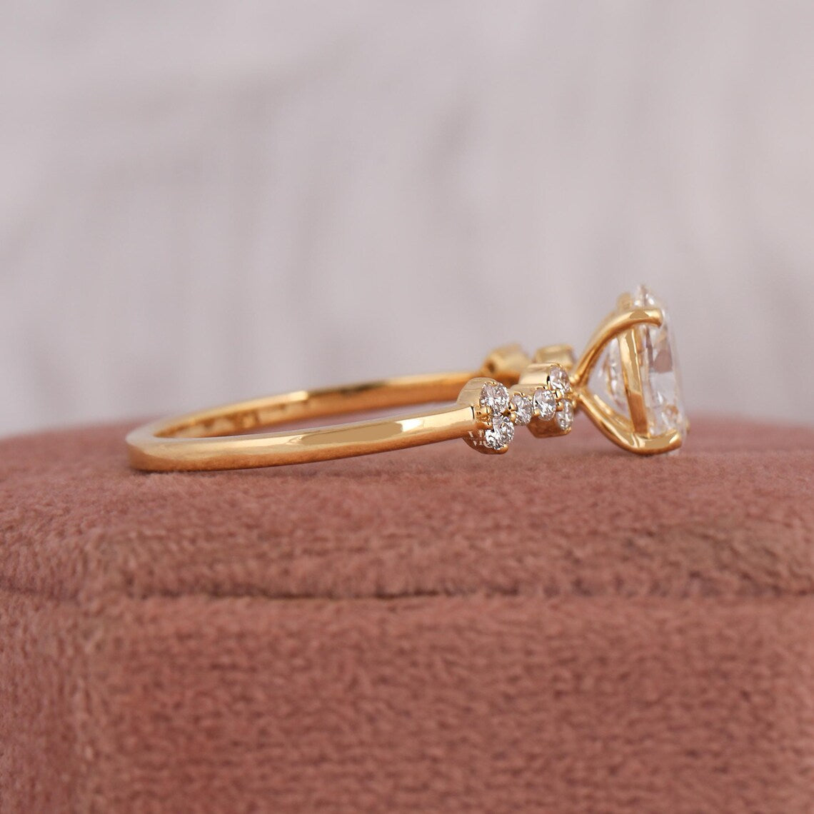 2.00 CT oval cluster style lab grown diamond engagement ring