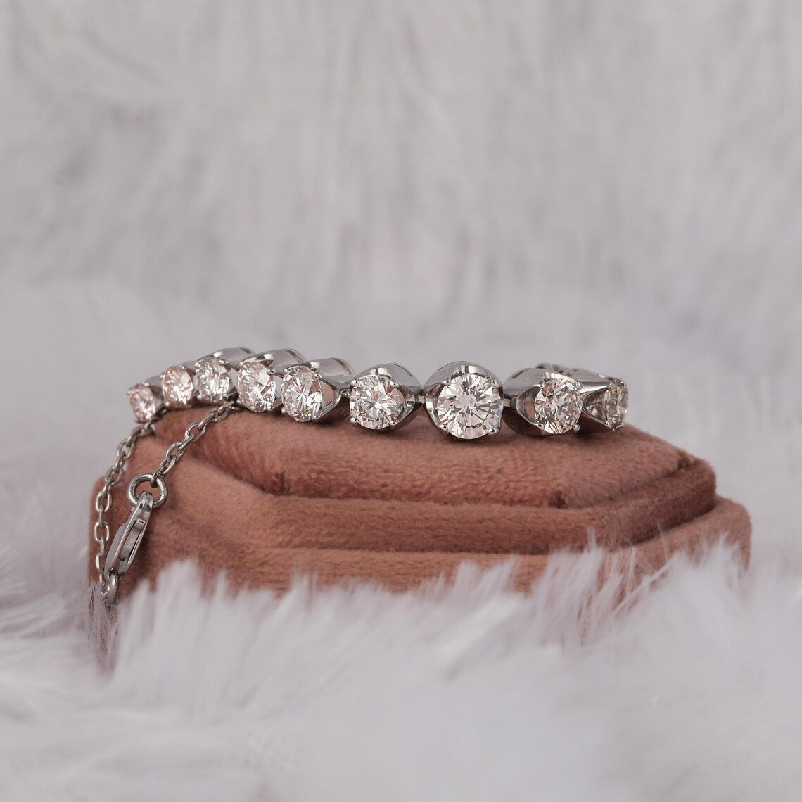 5.80 TCW Round Lab Grown Diamond Half Eternity Tennis Bracelet