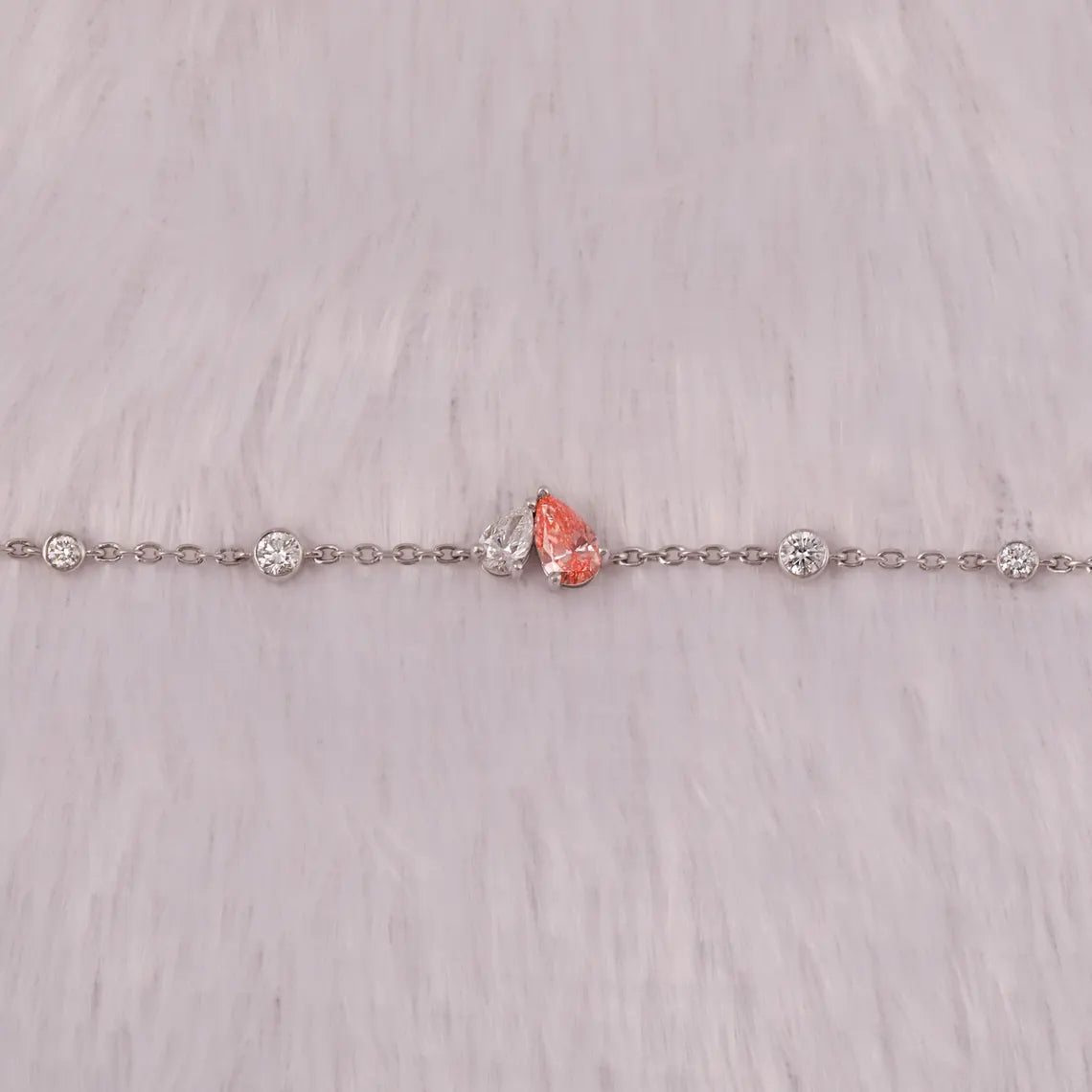 1.00 TCW Pink Pear Cut Lab Grown Diamond Toi et Moi Bracelet
