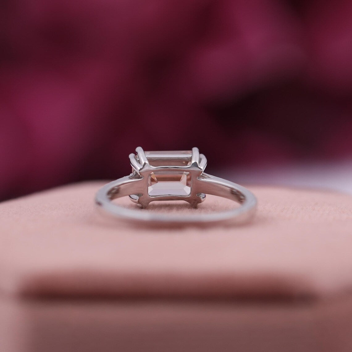 1.00 CT Pink Emerald Lab Grown Diamond Pave Engagement Ring