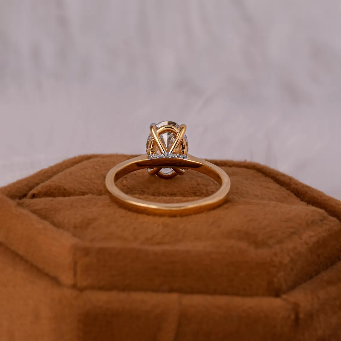 3.00 CT Oval Lab Grown Diamond Hidden Halo Engagement Ring