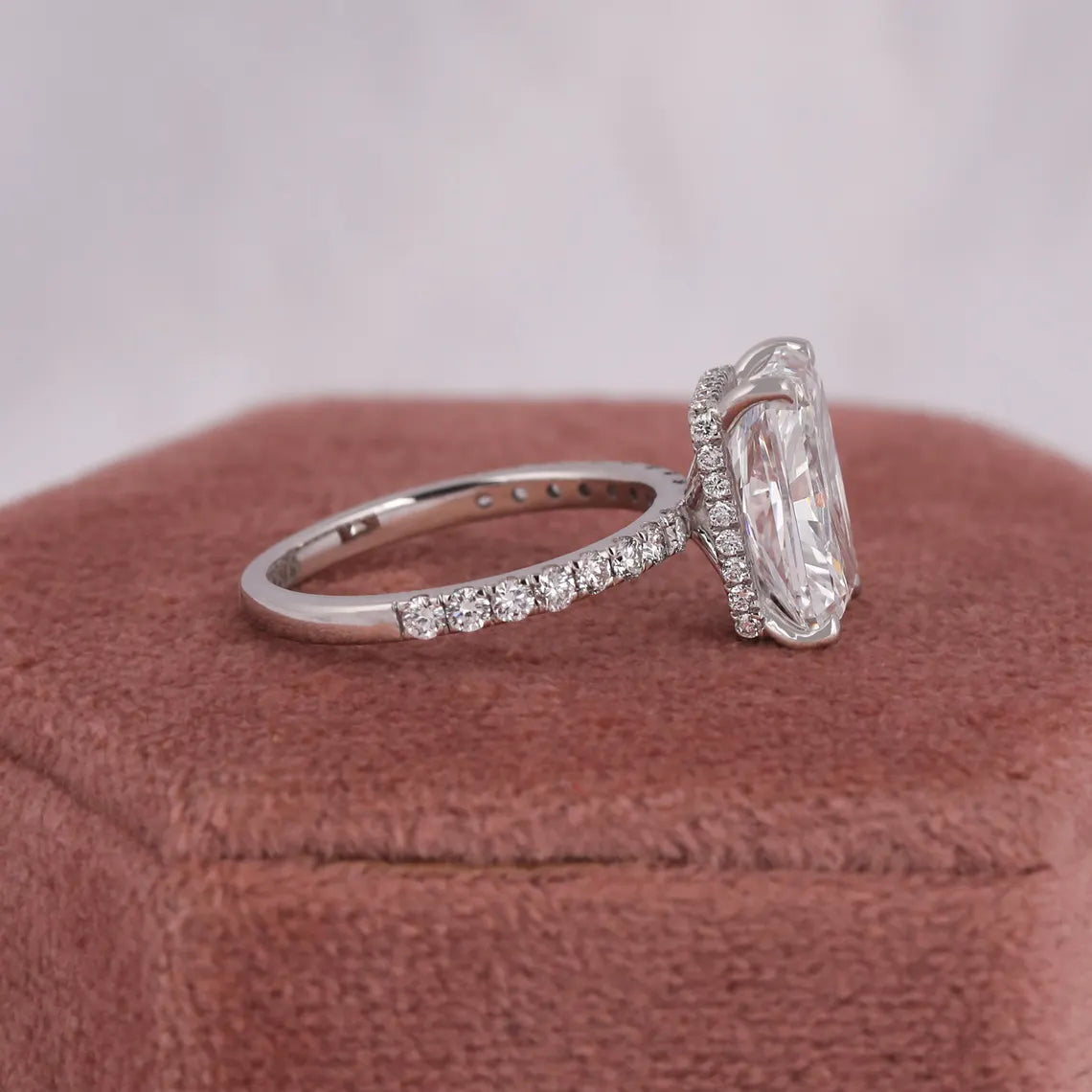 4.50 CT Radiant Lab Diamond Hidden Halo Engagement Ring