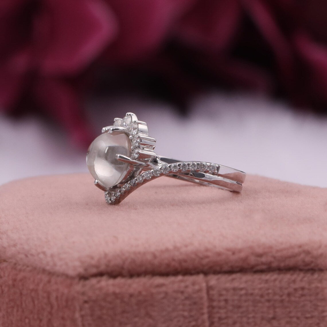 2.00 CT Round Cabochon Lab Diamond Halo Engagement Ring