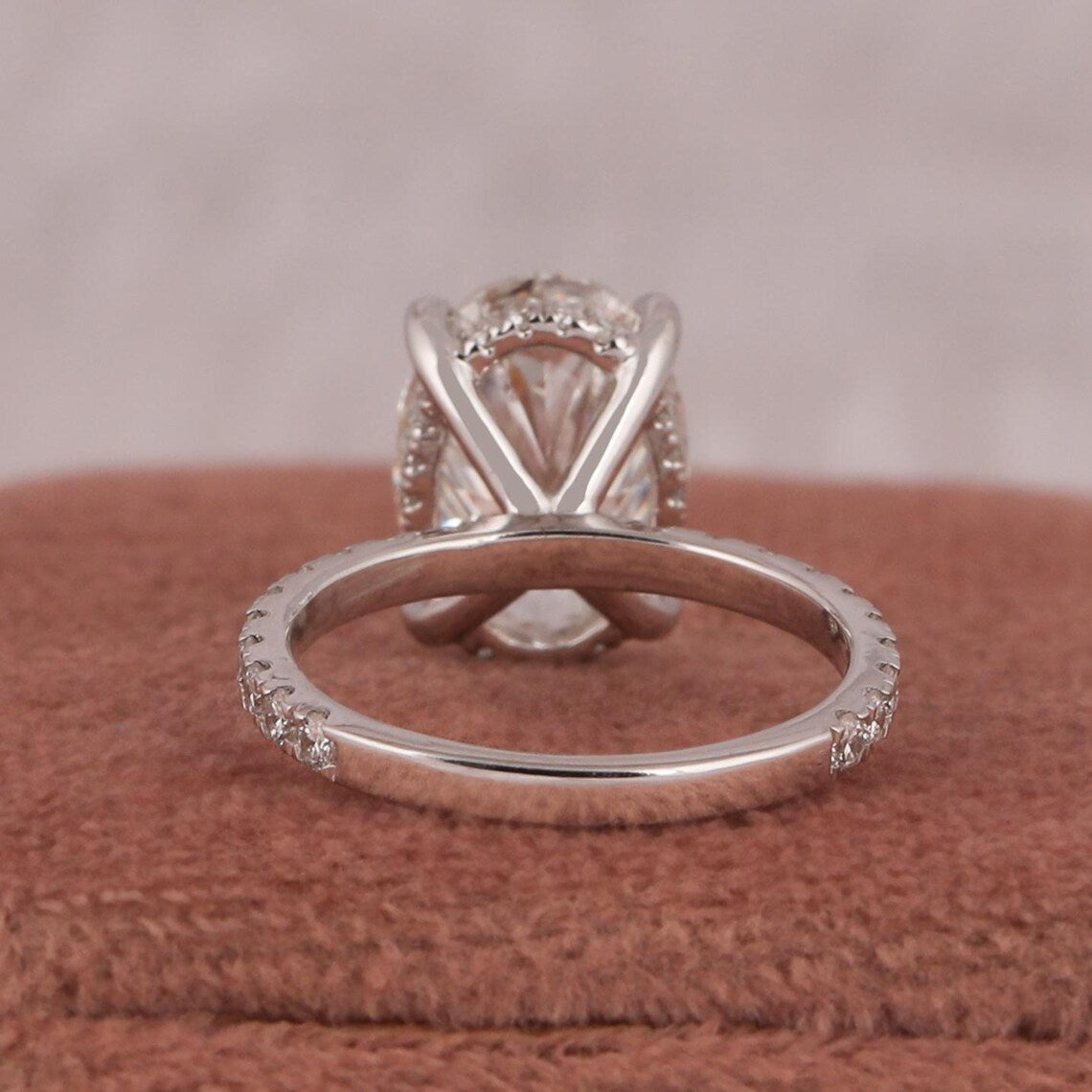 3.00 CT Oval Cut Lab Grown Diamond Hidden Halo Engagement Ring