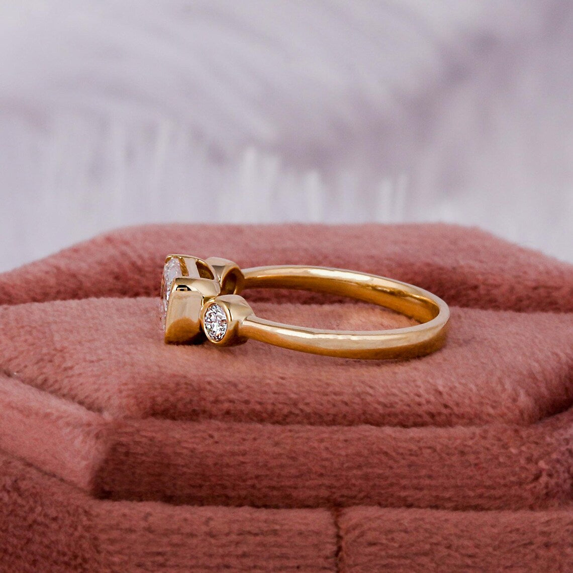 1.00 CT Emerald Lab Grown Diamond Three Stone Engagement Ring