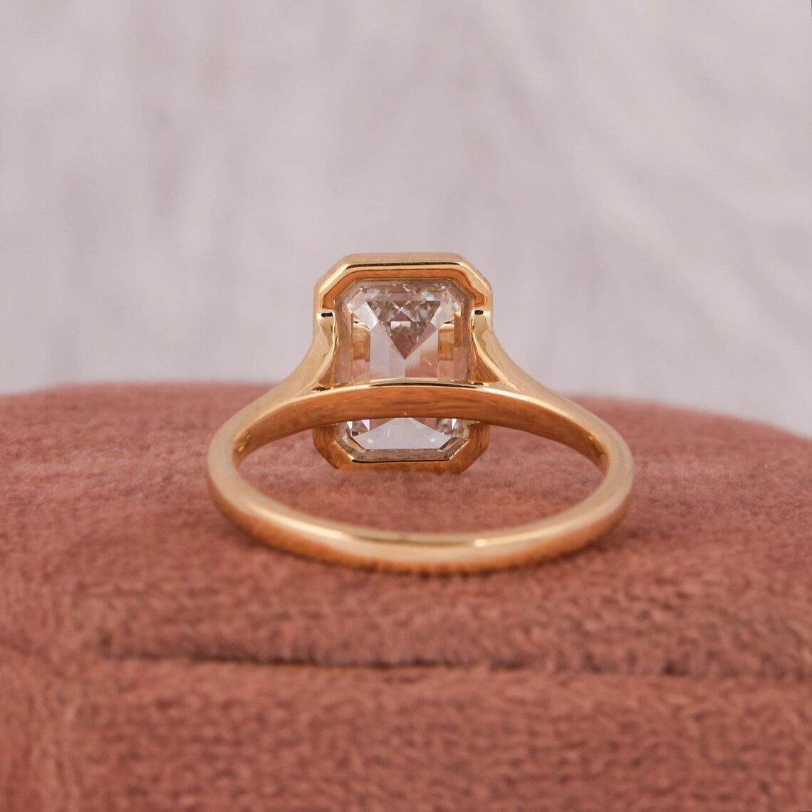 3.00 CT Emerald Lab Grown Diamond Bezel Set Solitaire Engagement Ring