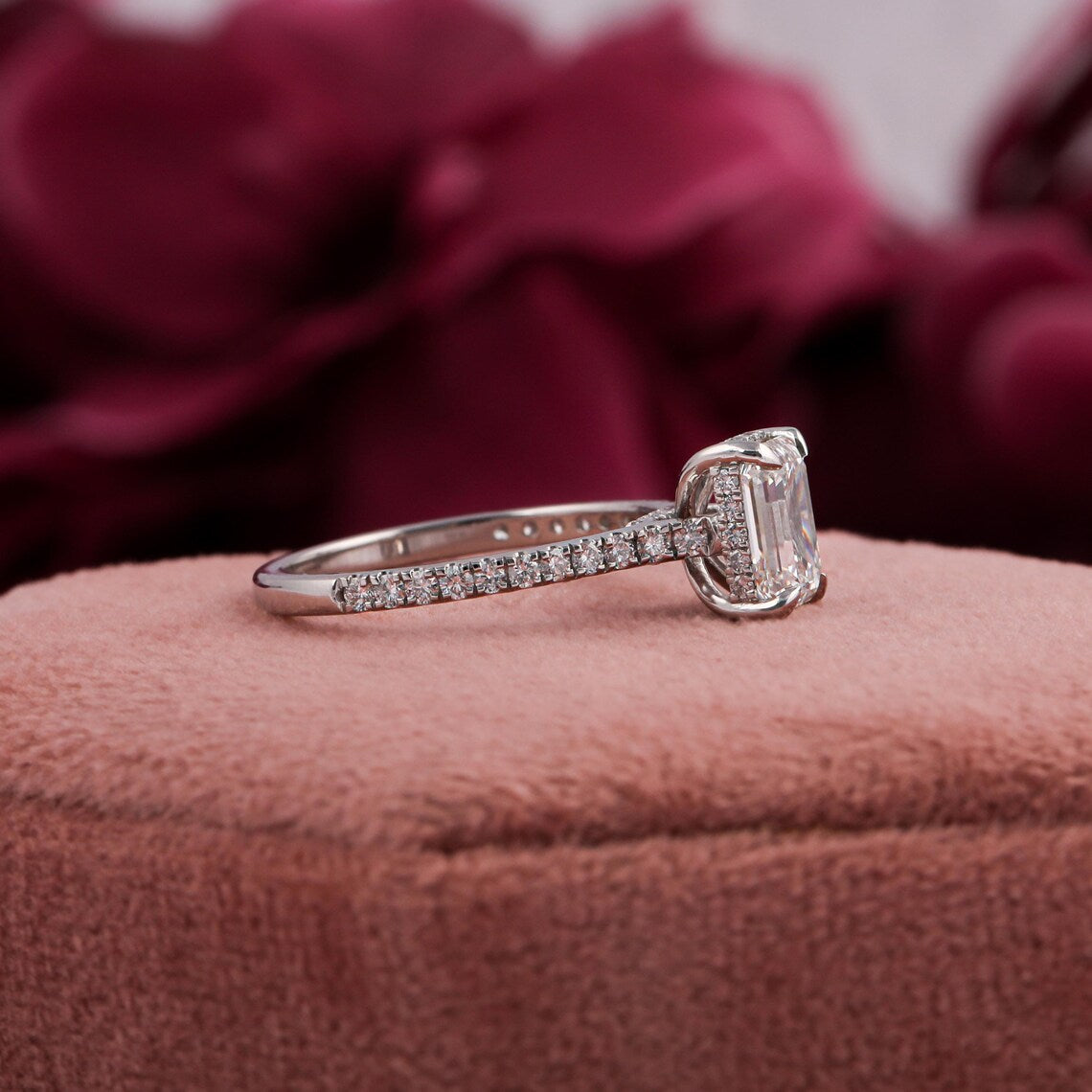 1.50 CT Emerald Cut Lab Grown Diamond Engagement Ring