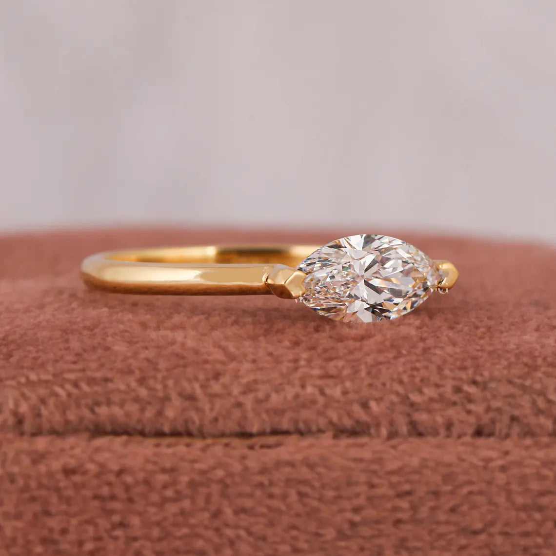 1.00 CT Marquise Cut East-West Lab Grown Diamond Engagement Ring