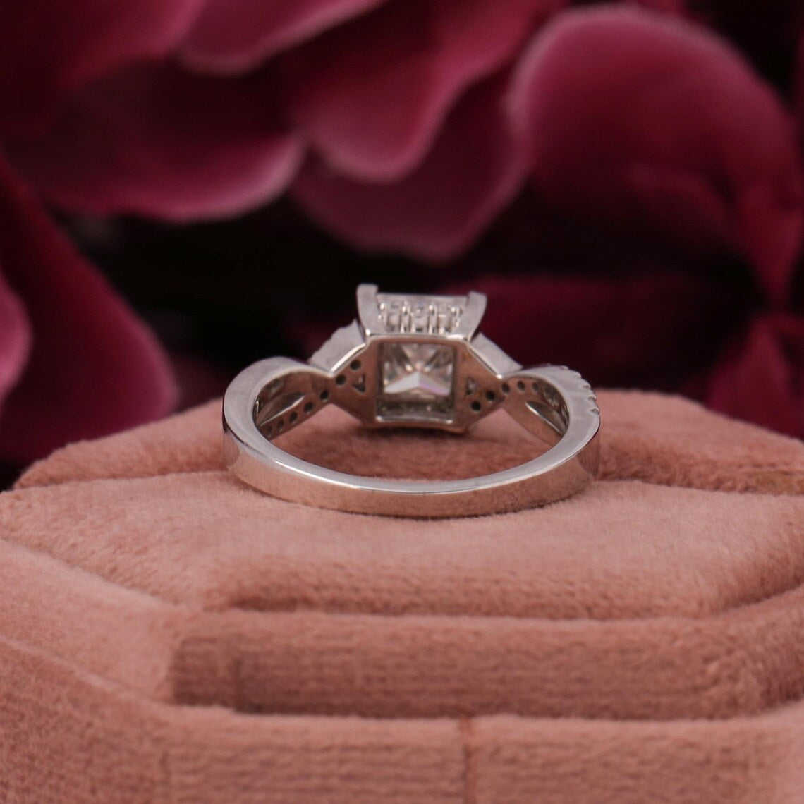 2.00 CT Princess Cut Lab Diamond Twisted Pave Engagement Ring