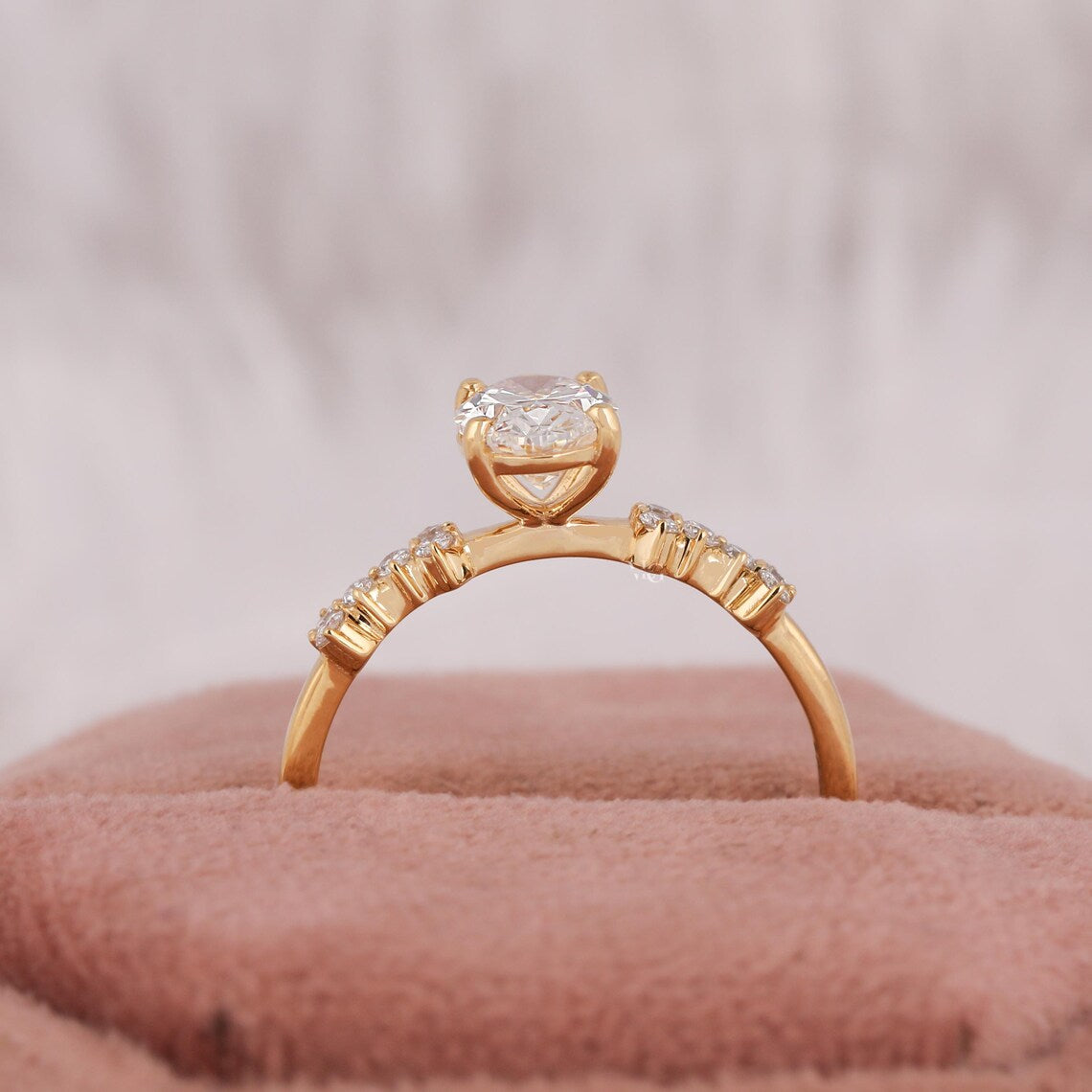 2.00 CT oval cluster style lab grown diamond engagement ring