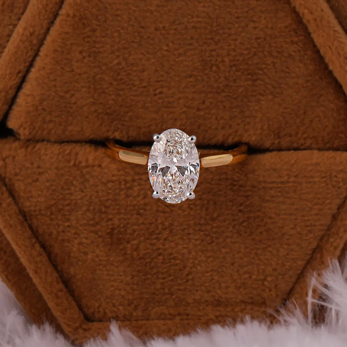 3.00 CT Oval Lab Grown Diamond Hidden Halo Engagement Ring