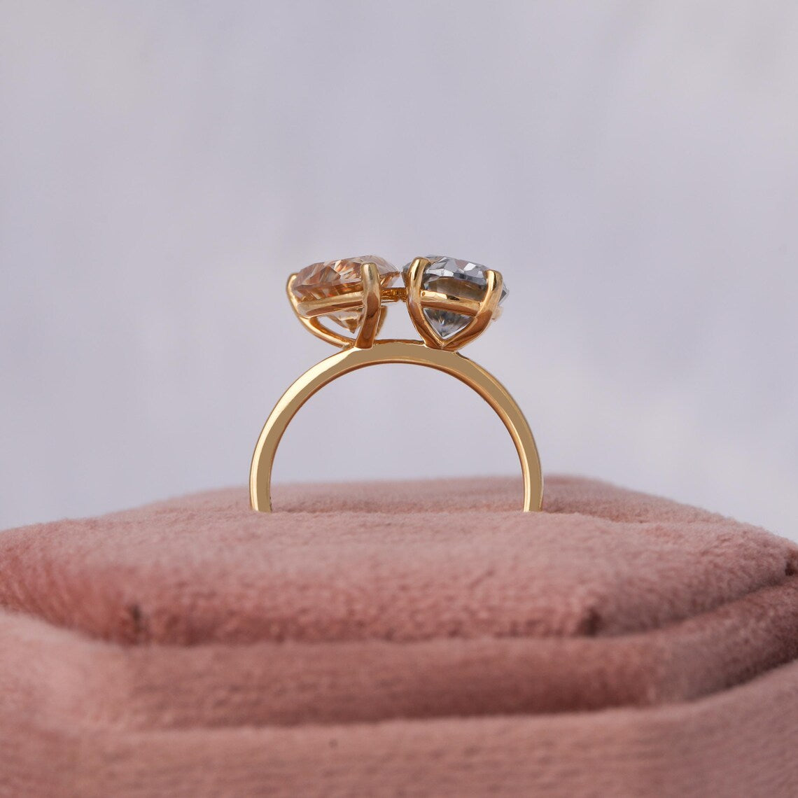 2.50 TCW Pear & Oval Cuts Lab Diamond Toi Et Moi Engagement Ring