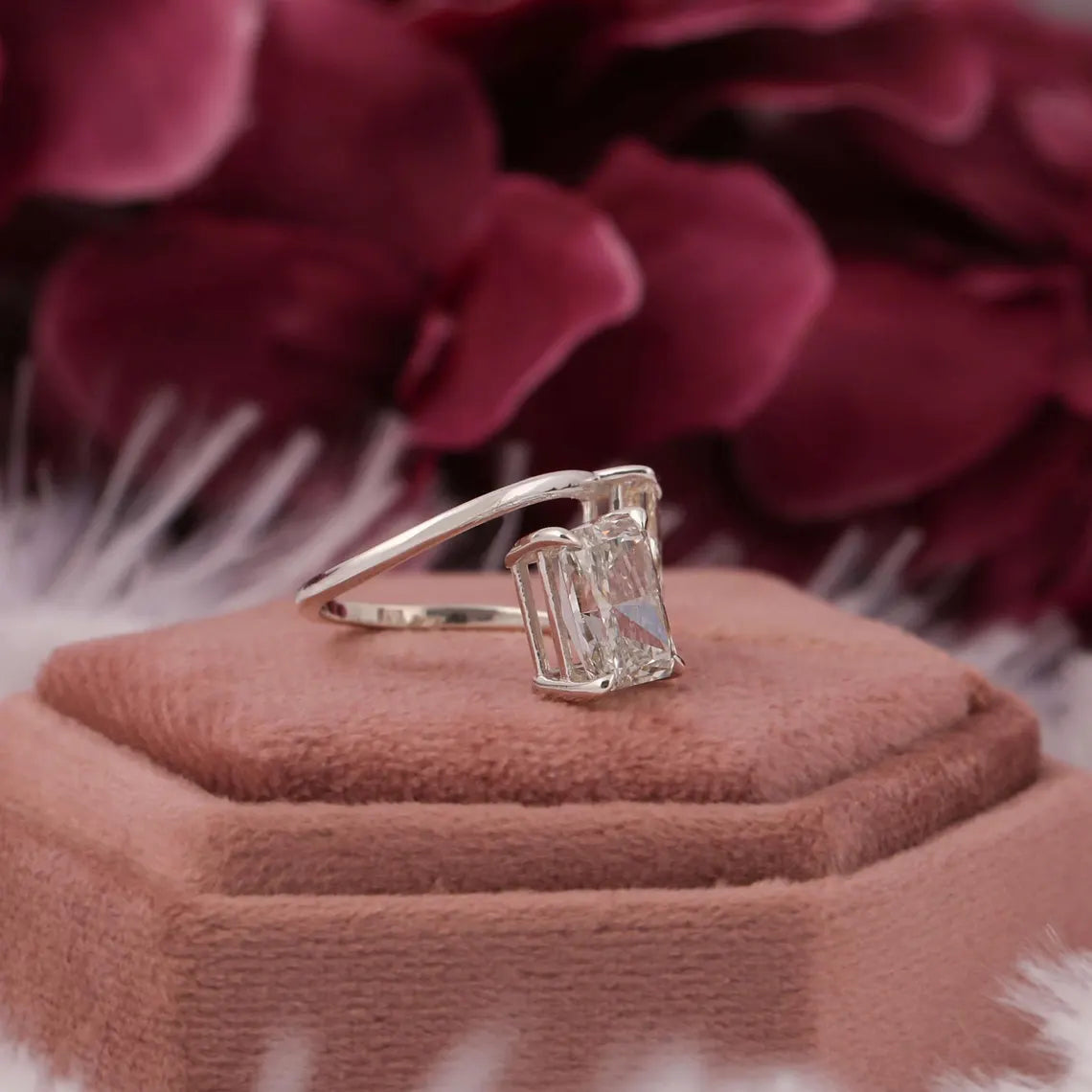 4.20 TCW Radiant Cut Lab Grown Diamond Toi Et Moi Engagement Ring