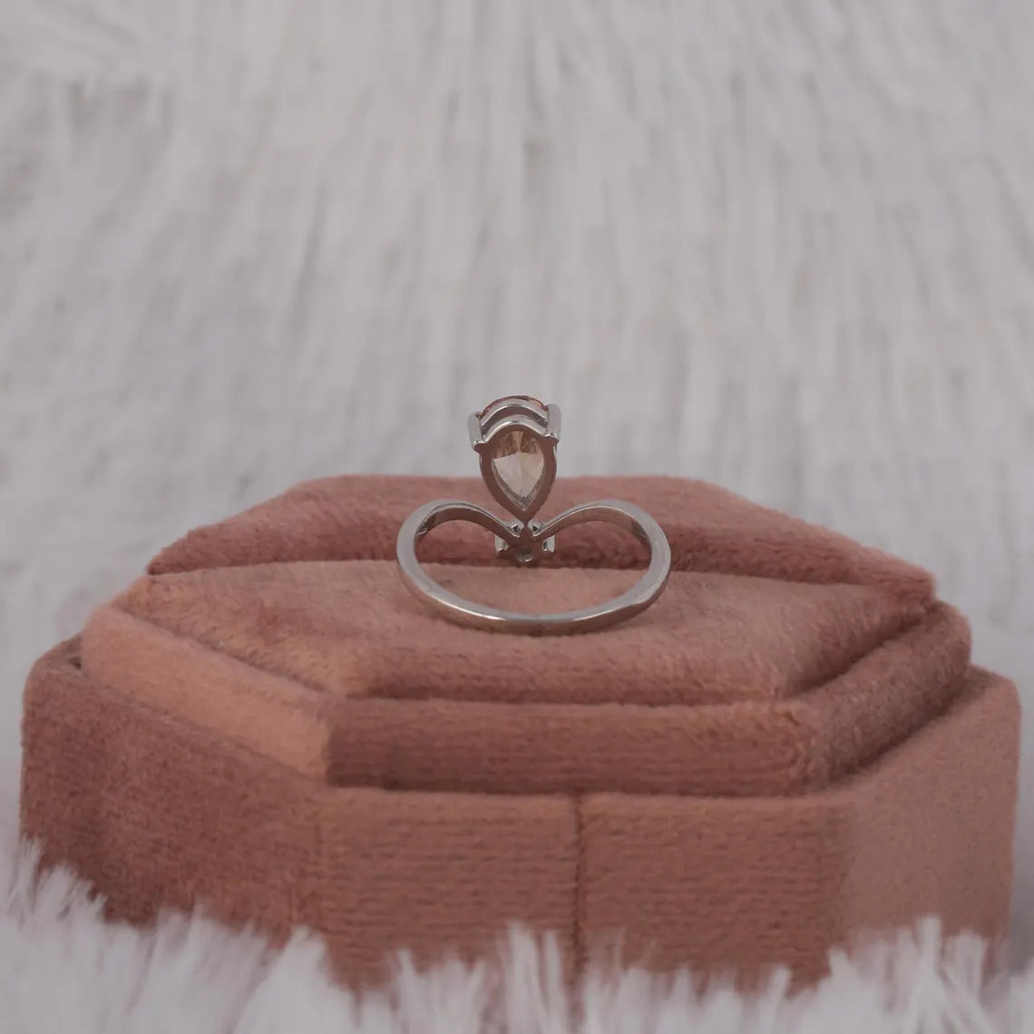 1.50 CT Pink Color Pear Cut Lab Grown Diamond Solitaire Engagement Ring