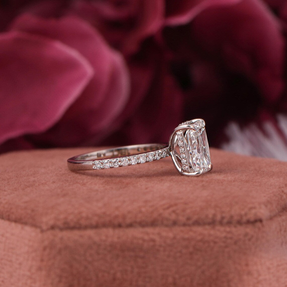 2.50 CT Radiant Lab Diamond Hidden Halo Engagement Ring