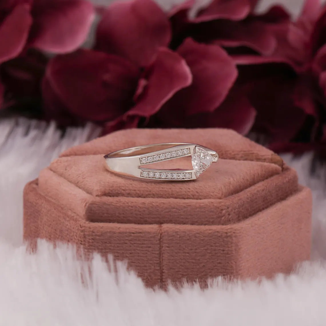 1.00 CT Trillion Cut Lab Diamond Solitaire Engagement Bride Ring
