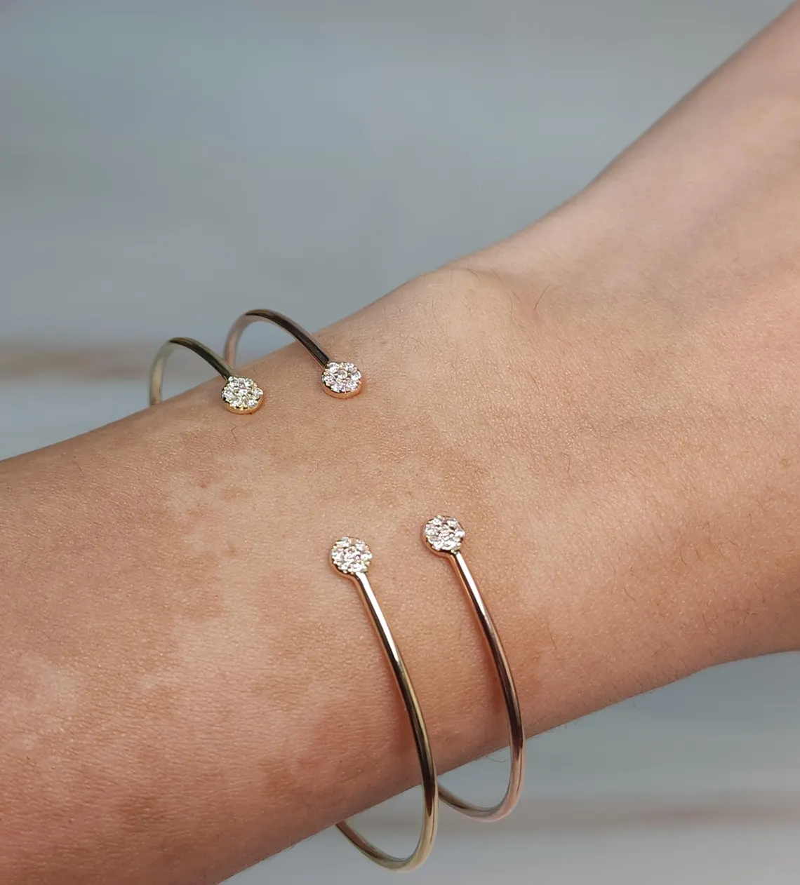 14K Gold Diamond Bangle