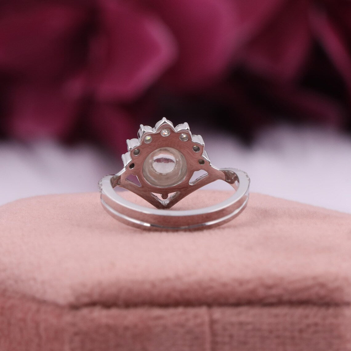 2.00 CT Round Cabochon Lab Diamond Halo Engagement Ring