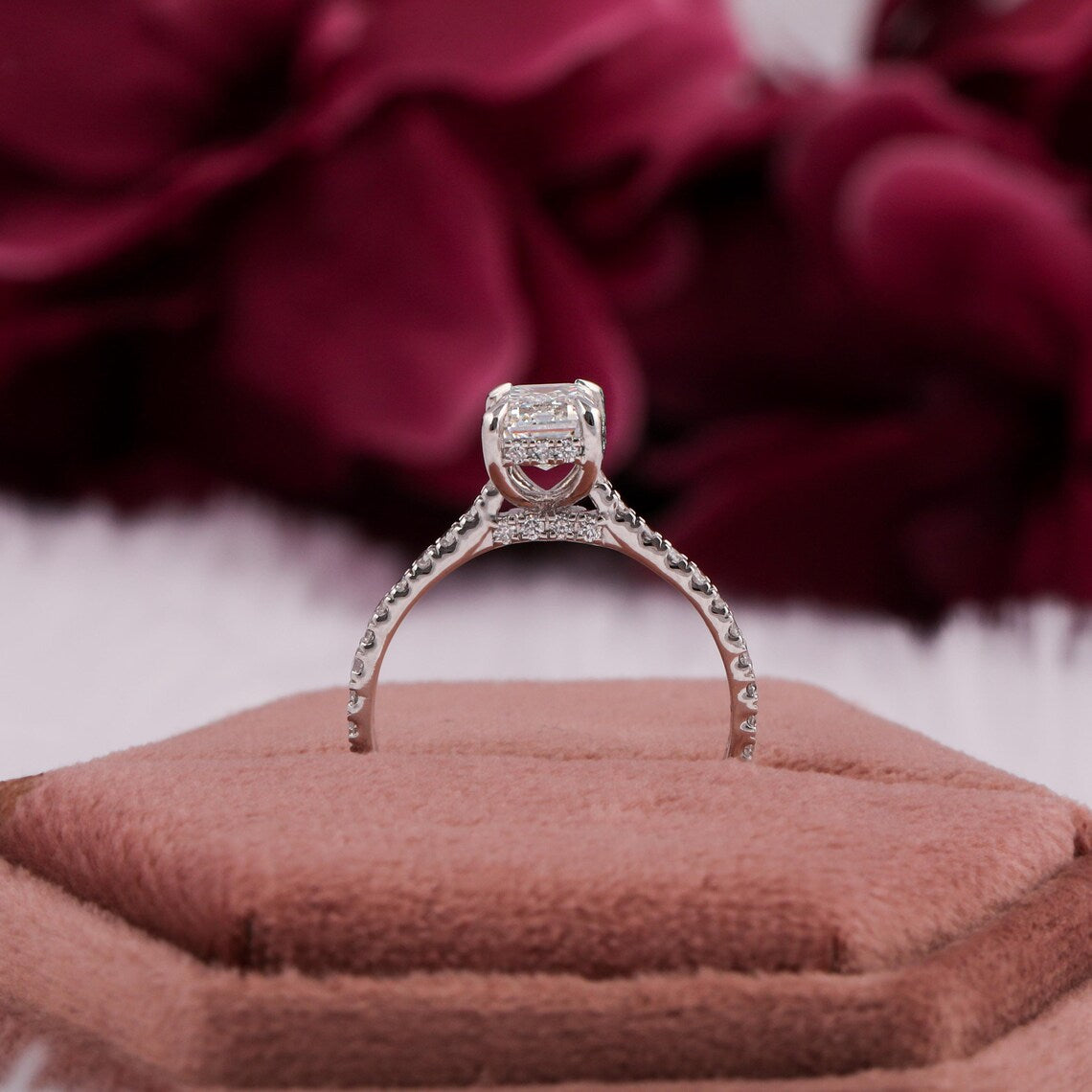 1.50 CT Emerald Cut Lab Grown Diamond Engagement Ring