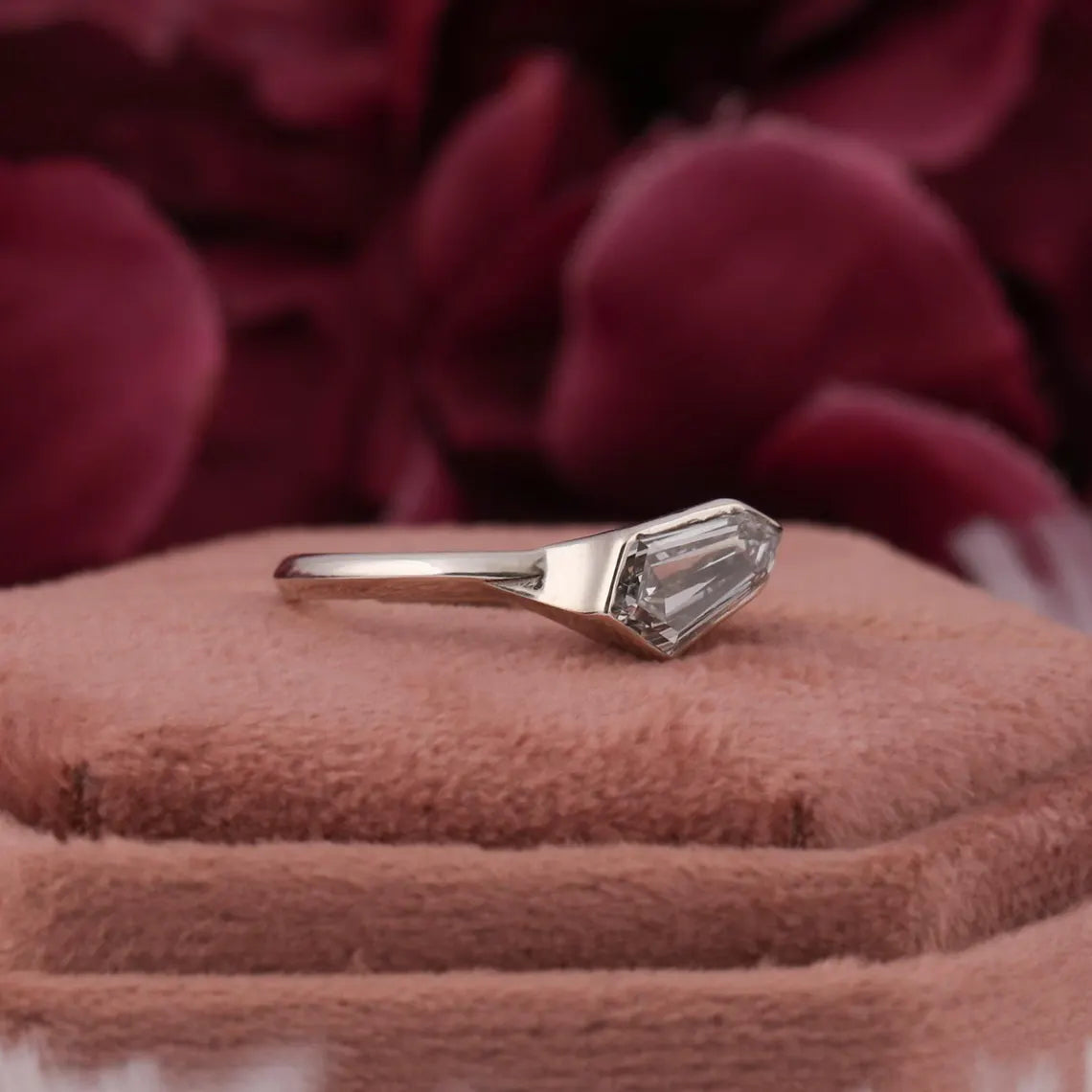 1.50 CT Coffin Cut Lab Grown Diamond Engagement Ring