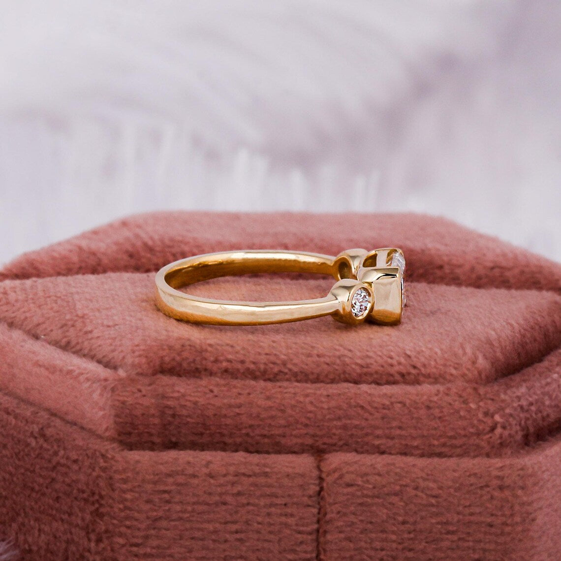 1.00 CT Emerald Lab Grown Diamond Three Stone Engagement Ring