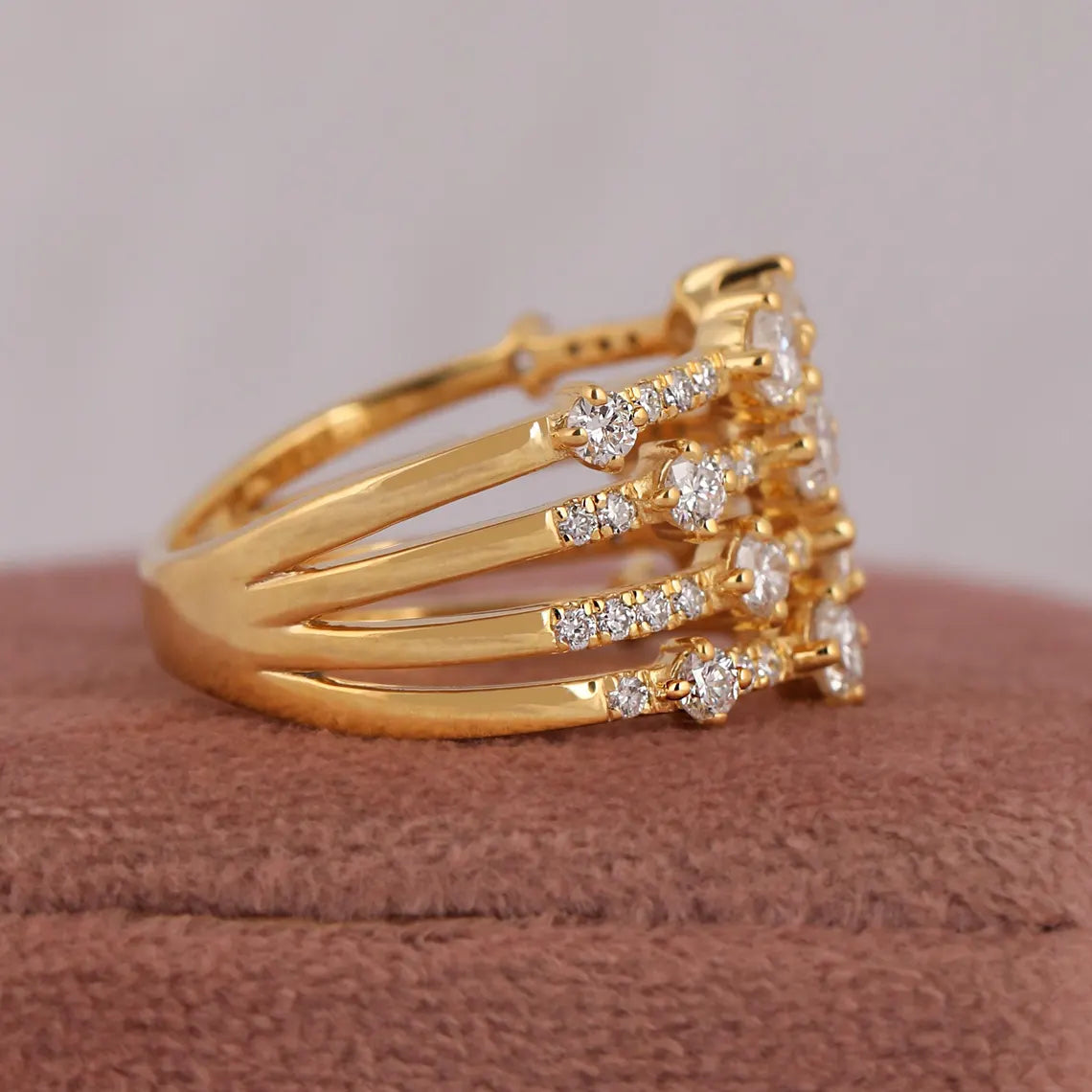 2.00 TCW Round Cut 4-Rows Lab Grown Diamond Wedding Ring