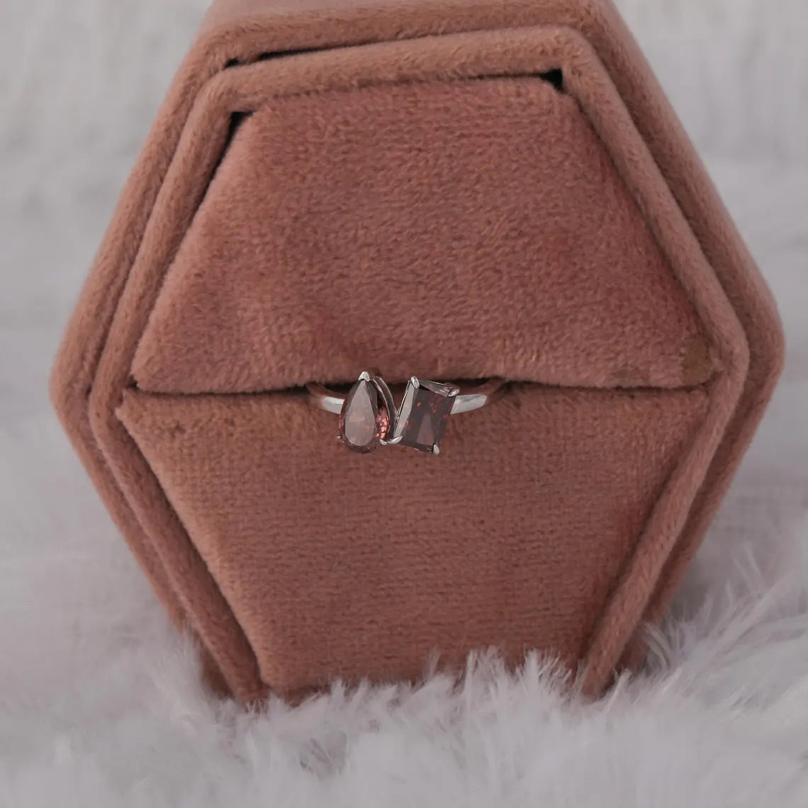 1.40 TCW Radiant & Pear Cut Lab Diamond Toi Et Moi Engagement Ring