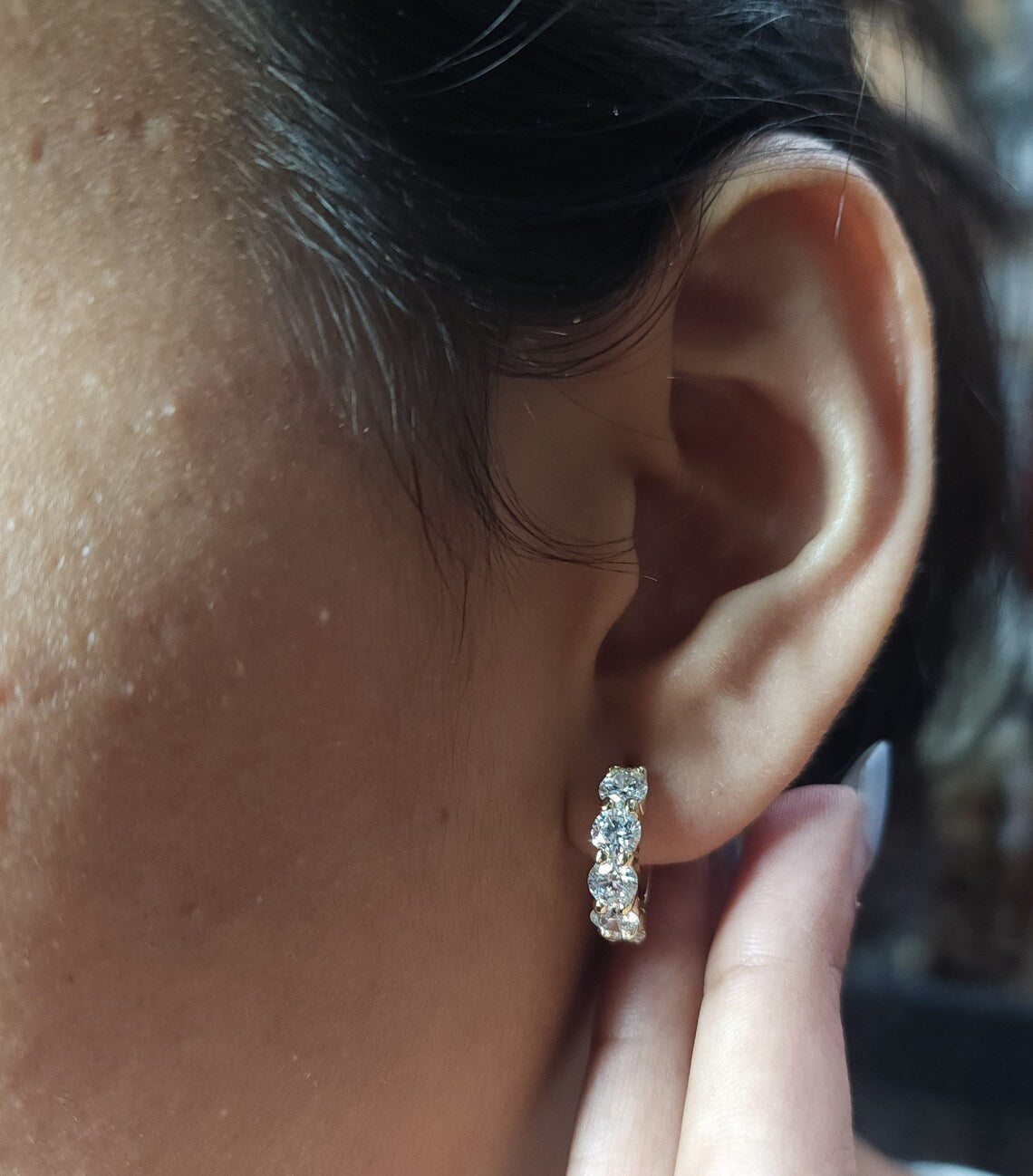 14Kt Gold 3 Prong Martini 2.50Ct Lab Grown Diamond Stud Earrings