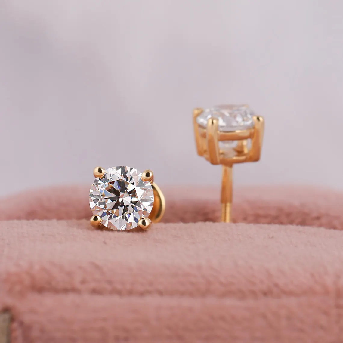 Round Cut Lab Grown Diamond Solitaire Stud Earrings