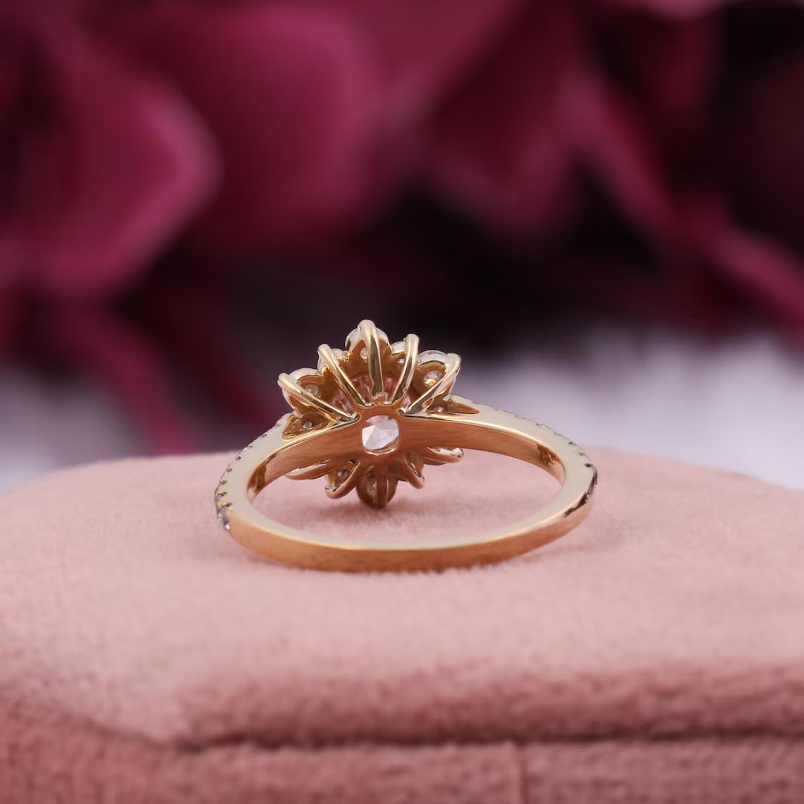 2.00 CT Pink Round Lab Diamond Halo Engagement Proposal Ring