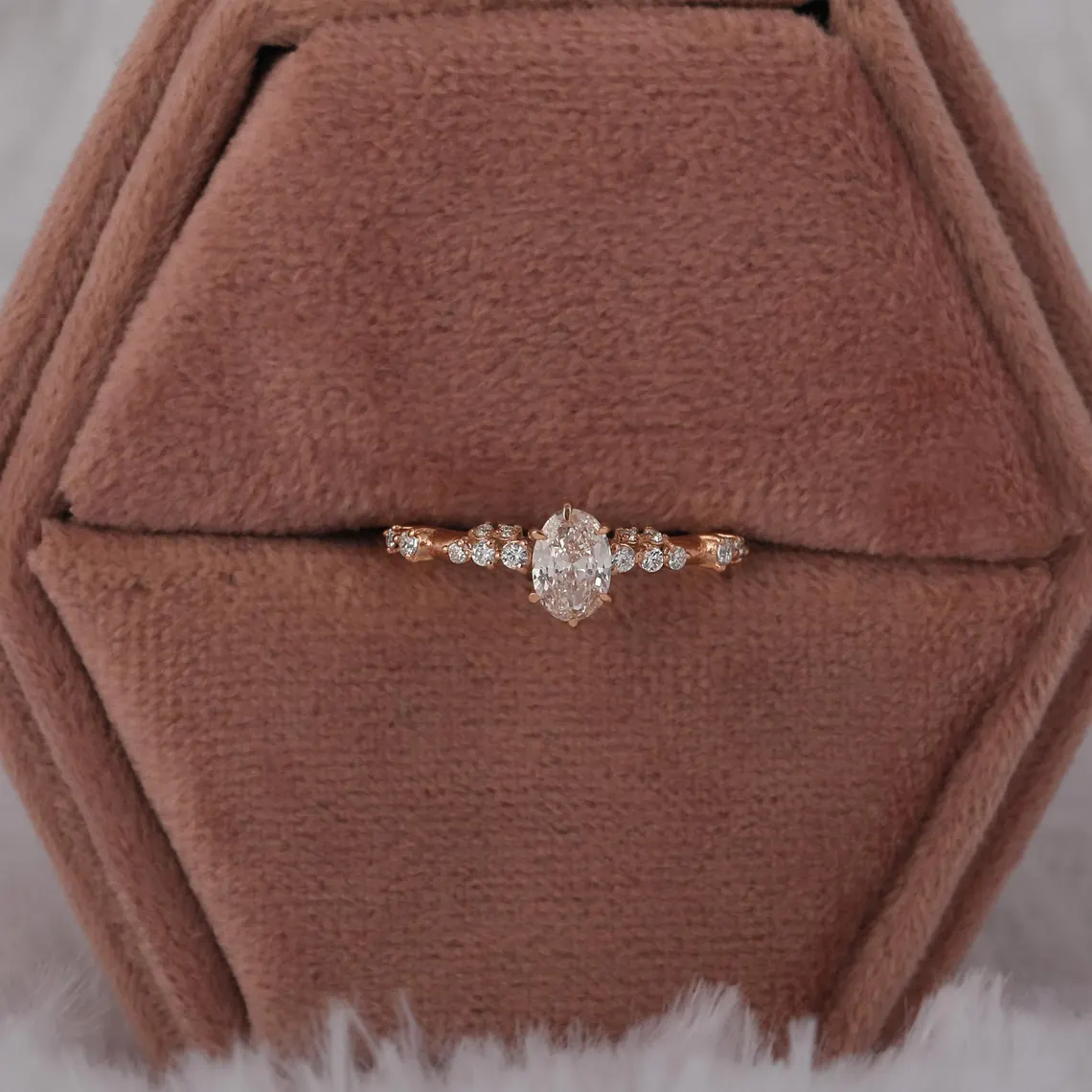 0.50 CT Oval Cut Lab Grown Diamond Engagement Ring