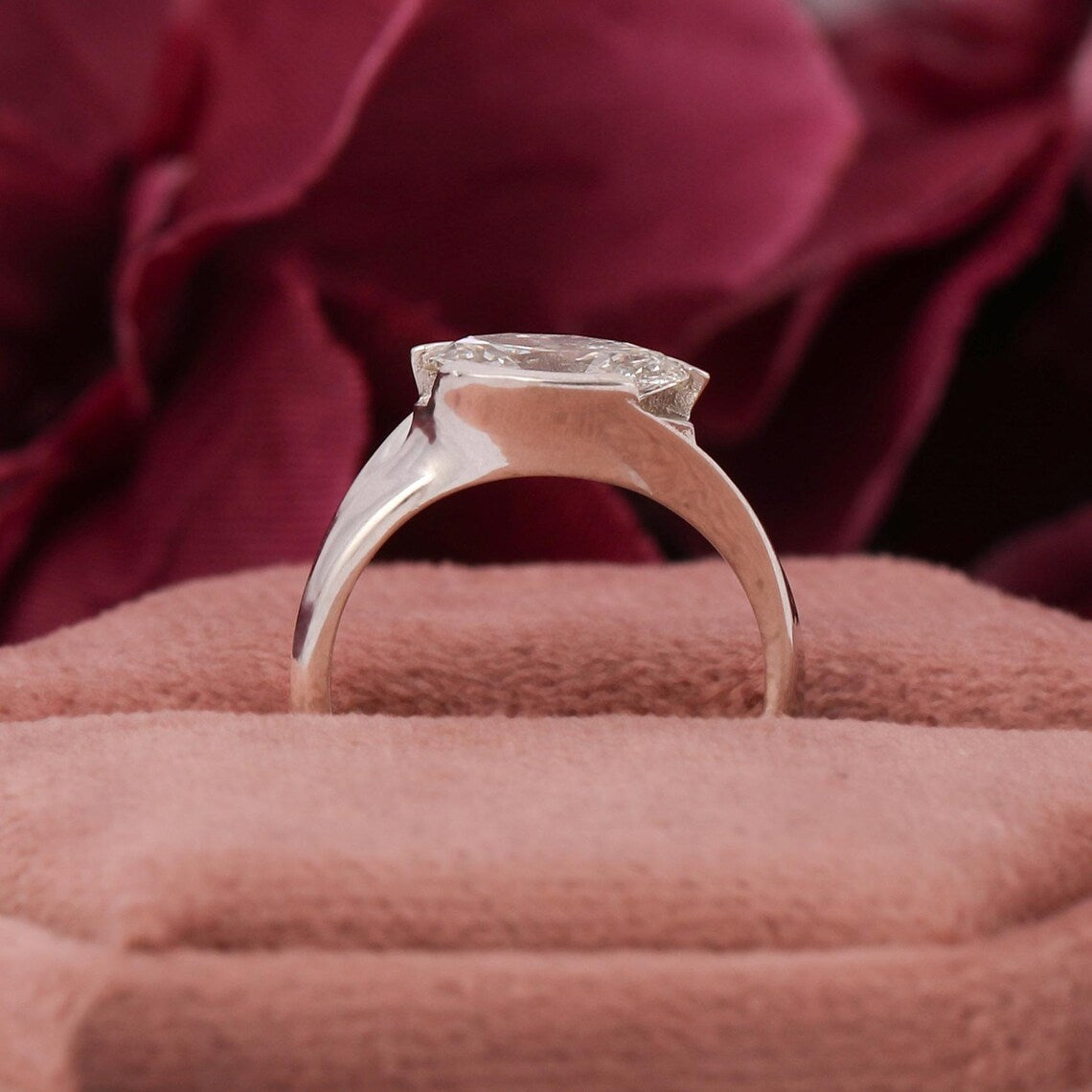 0.50 CT Marquise Cut Lab Grown Diamond East West Engagement Ring