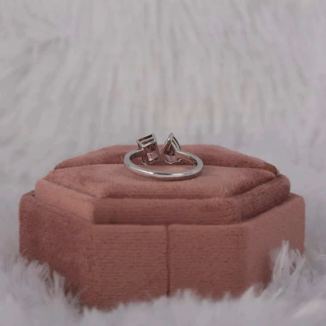 1.40 TCW Radiant & Pear Cut Lab Diamond Toi Et Moi Engagement Ring