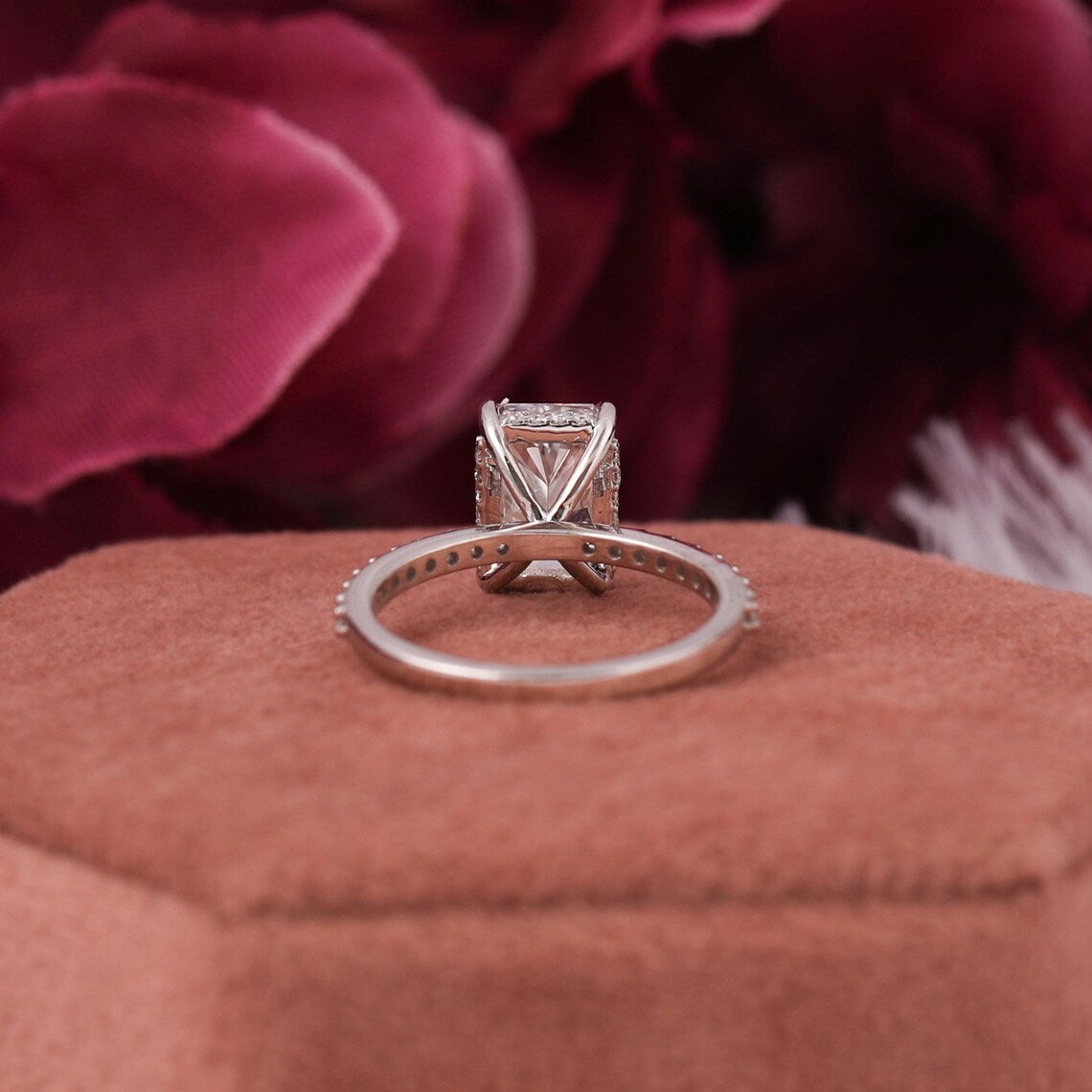 2.50 CT Radiant Lab Diamond Hidden Halo Engagement Ring
