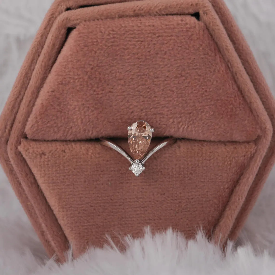 1.50 CT Pink Color Pear Cut Lab Grown Diamond Solitaire Engagement Ring