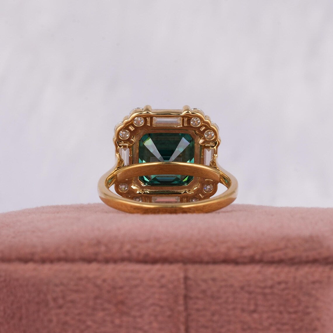 2.00 CT Asscher Cut Green Lab Grown Diamond Engagement Ring