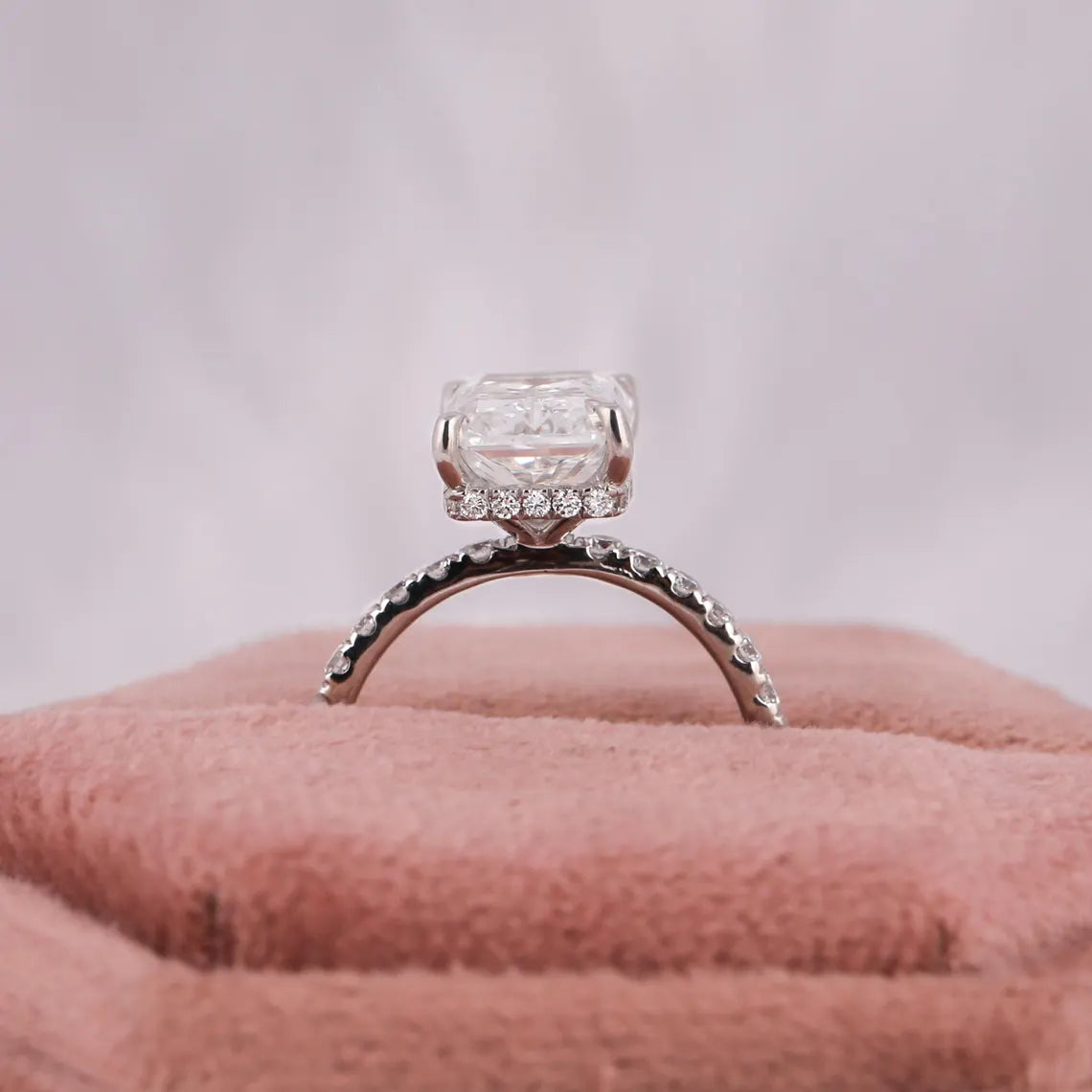 4.50 CT Radiant Lab Diamond Hidden Halo Engagement Ring