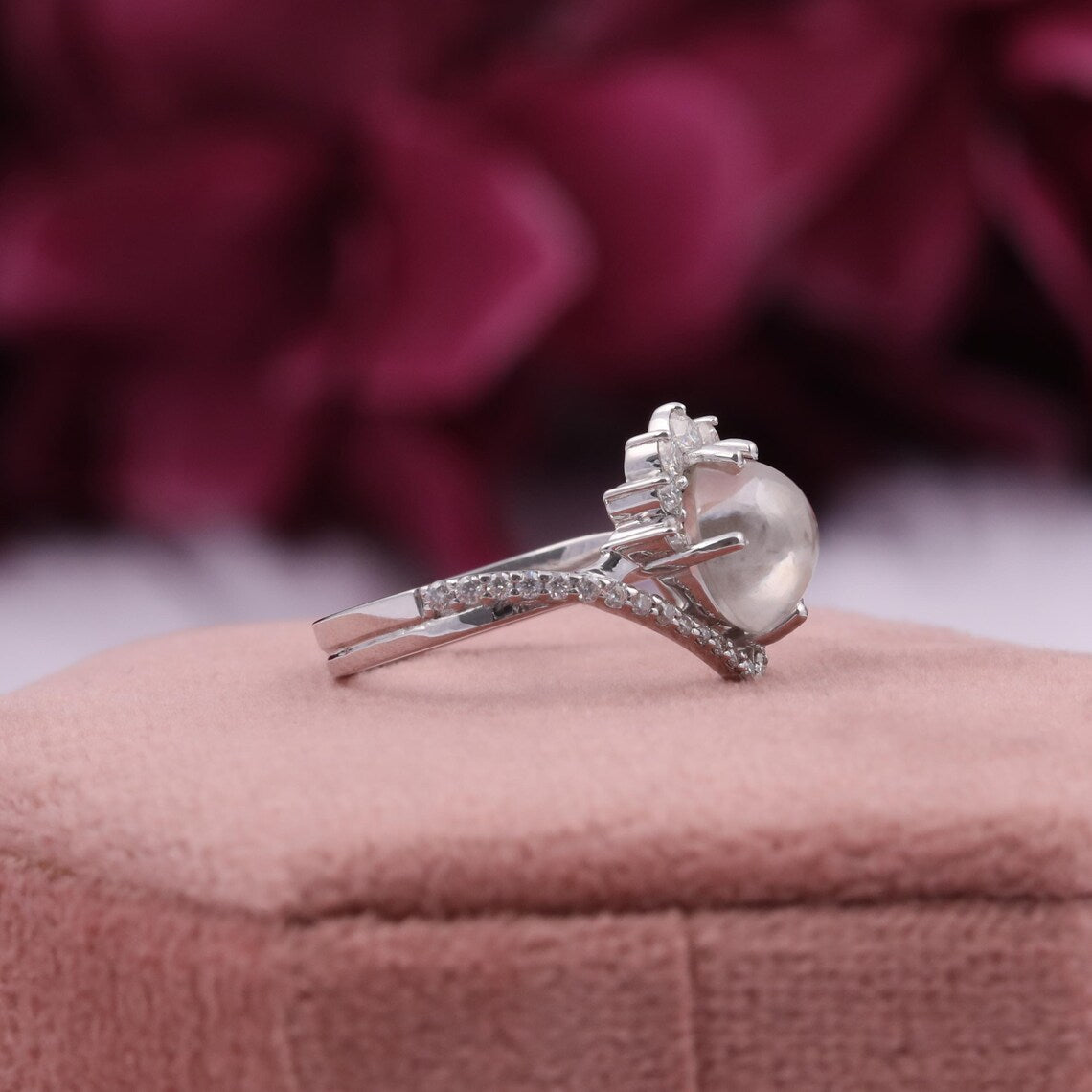 2.00 CT Round Cabochon Lab Diamond Halo Engagement Ring