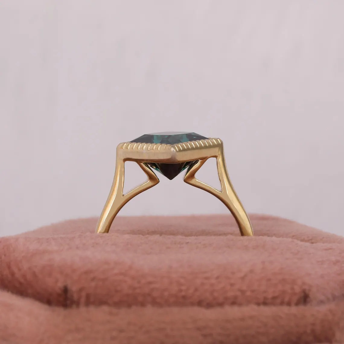 2.00 CT Green Princess Cut Lab Grown Diamond Engagement Ring