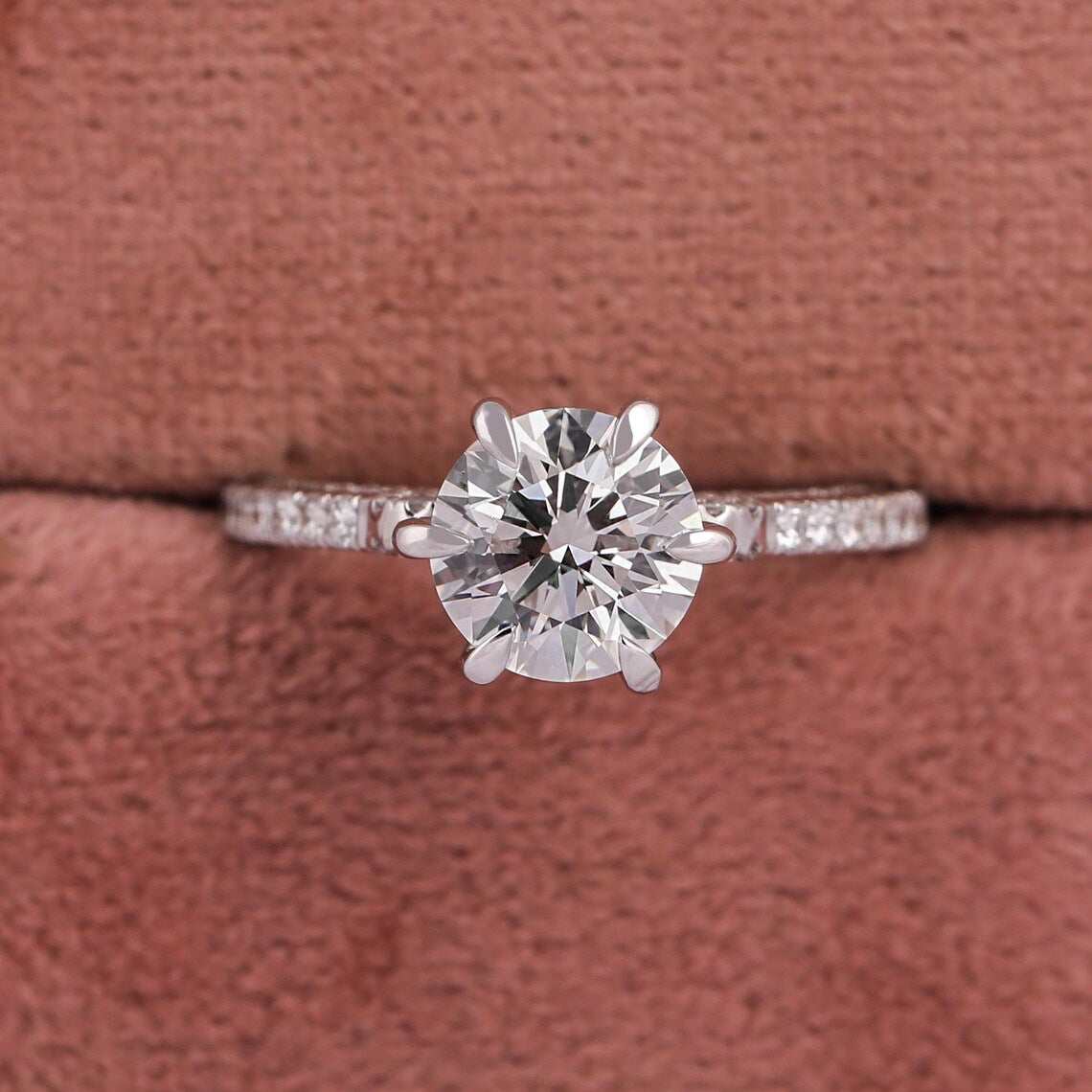 2.00 CT Round Cut Lab Grown Diamond Minimalist Engagement Ring